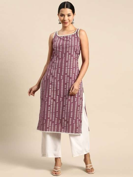 Women's Rayon Printed Straight Kurti With Pant Set - Image 4